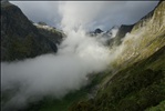 Clouds roll in by McKinnon Pass on the Milford Track hike.